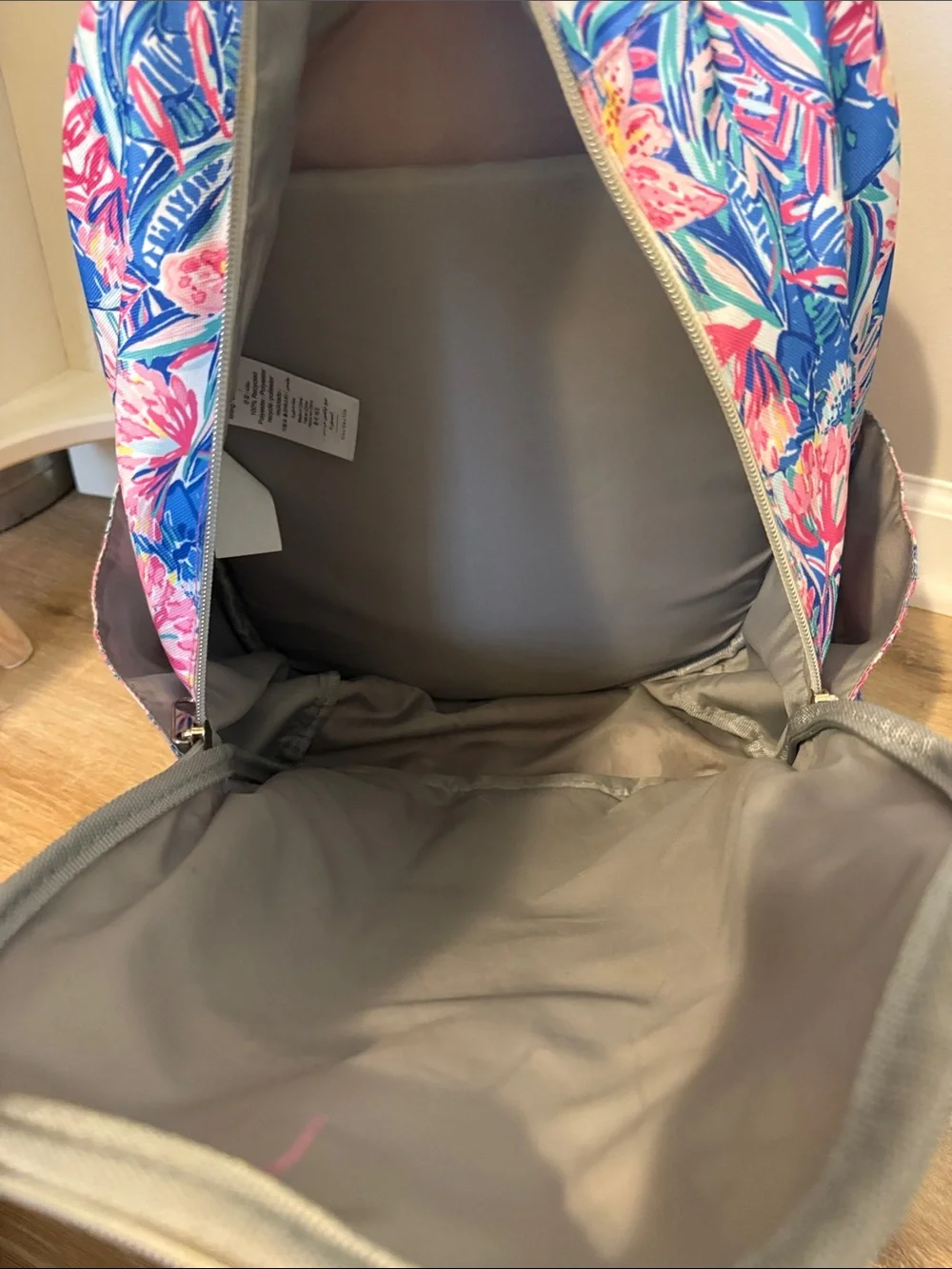 Lilly Pulitzer Floral Palm Print Backpack in Pink & Blue GUC